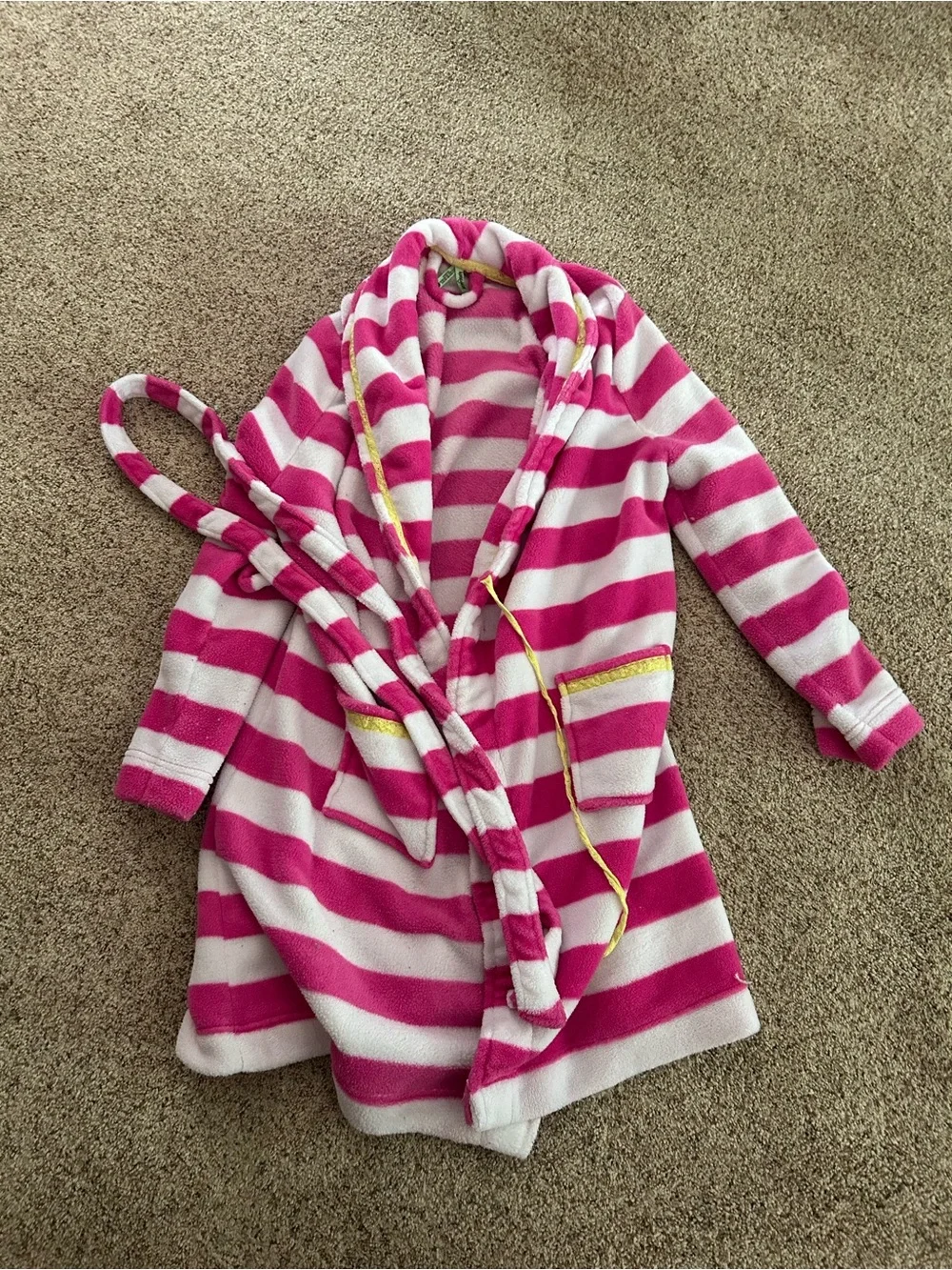 XL Honeydew Pink and White Striped Robe